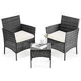 DUMOS Rattan Gartenmöbel Set, Wasserfest und Atmungsaktiv Terrassenmöbel, Balkonmöbel mit 2...